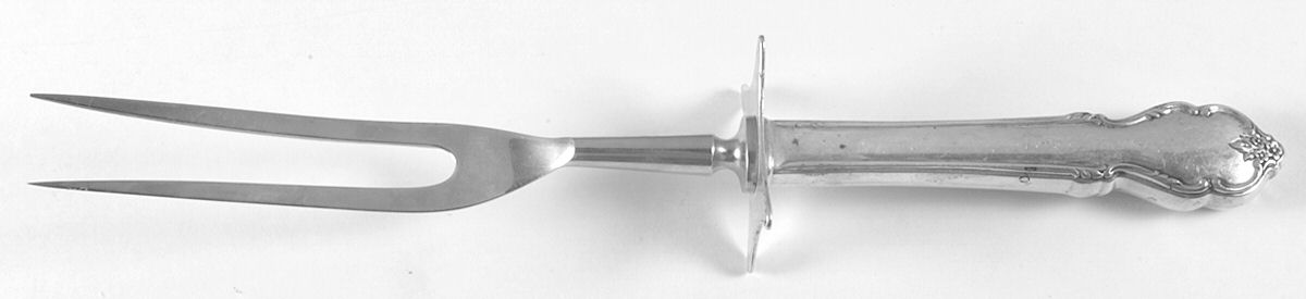 Breton Rose (Sterling, 1954) Large Stainless-Prong Roast Carving Fork by International Silver-1