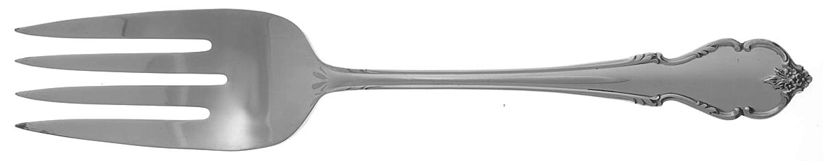 Breton Rose (Sterling, 1954) Large Solid Cold Meat Serving Fork by International Silver-1