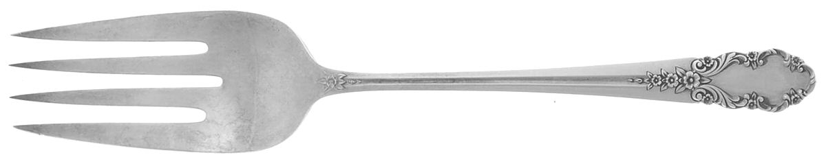 Bridal Veil (Sterling, 1950, No Monograms) Large Solid Cold Meat Serving Fork by International Silver-1