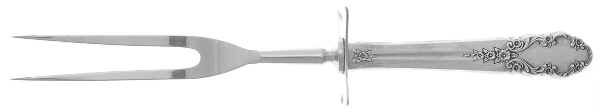 Bridal Veil (Sterling, 1950, No Monograms) Large Stainless-Prong Roast Carving Fork by International Silver-1
