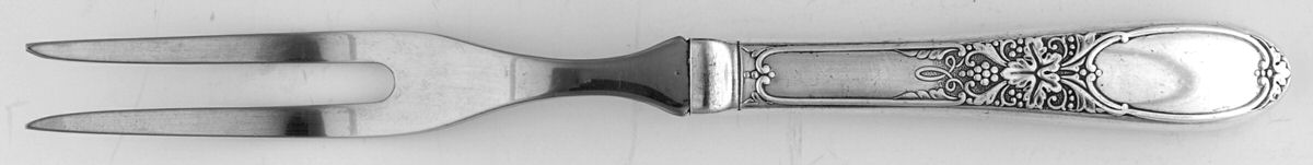 Burgundy-Champagne (Silverplate, 1934) Small Steak Carving Fork with Stainless Prongs by International Silver-1