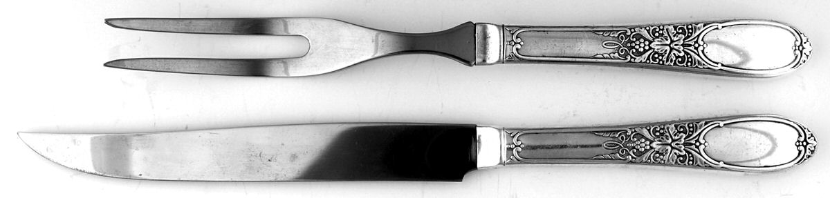 Burgundy-Champagne (Silverplate, 1934) Small Stainless Blade 2-Piece Steak Carving Set by International Silver-1