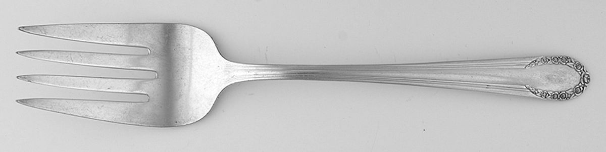 California Blossom (Silverplate, 1941) Medium Solid Cold Meat Serving Fork by International Silver-1