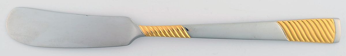 Calypso (Stainless, Gold Accent) Flat Handle Butter Spreader by International Silver-1