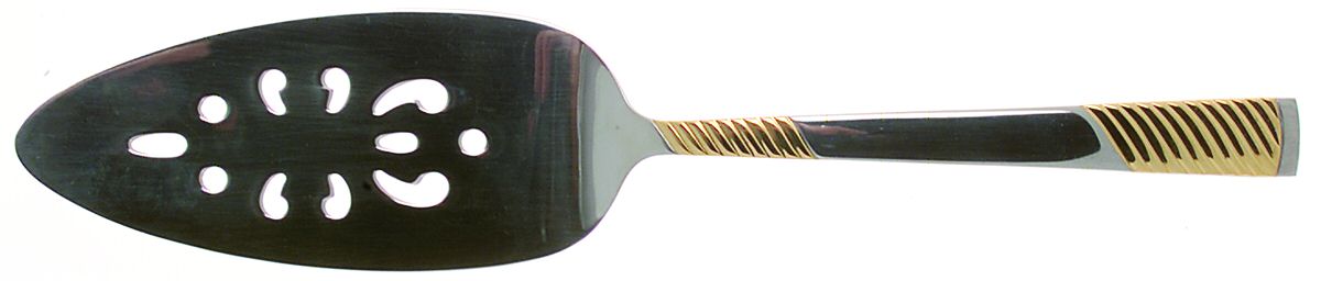 Calypso (Stainless, Gold Accent) Pierced All Stainless Pie Server by International Silver-1