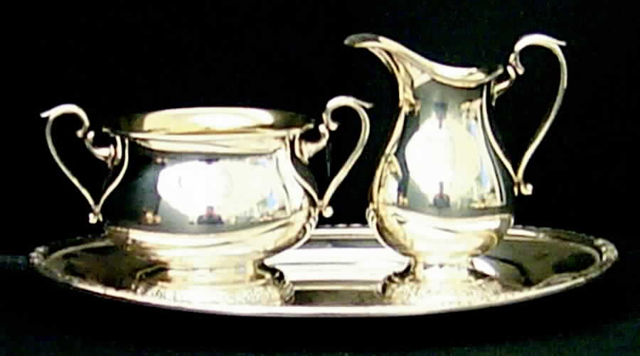 Camille (Silverplate, Hollowware) Plated Individual Creamer, Sugar and Tray by International Silver-1