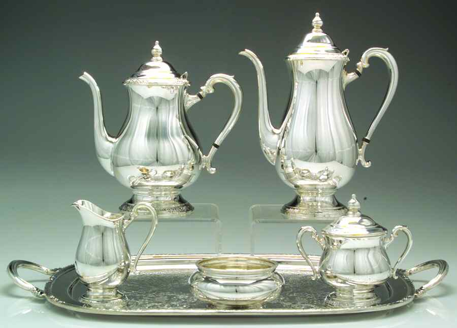 Camille (Silverplate, Hollowware) 6pc Tea Set-W/Waste & 20" Waiter by International Silver-1