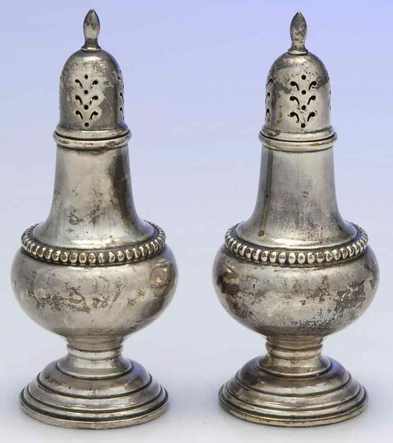 Candlewick (Sterling, Hollowware) Weighted Salt and Pepper Set by International Silver-1