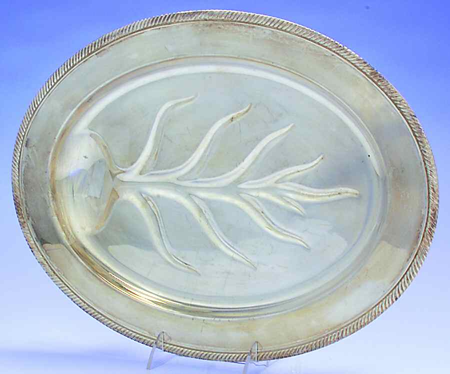 Castleton (Silverplate, Hollowware) Small Plated Meat Platter with Well by International Silver-1