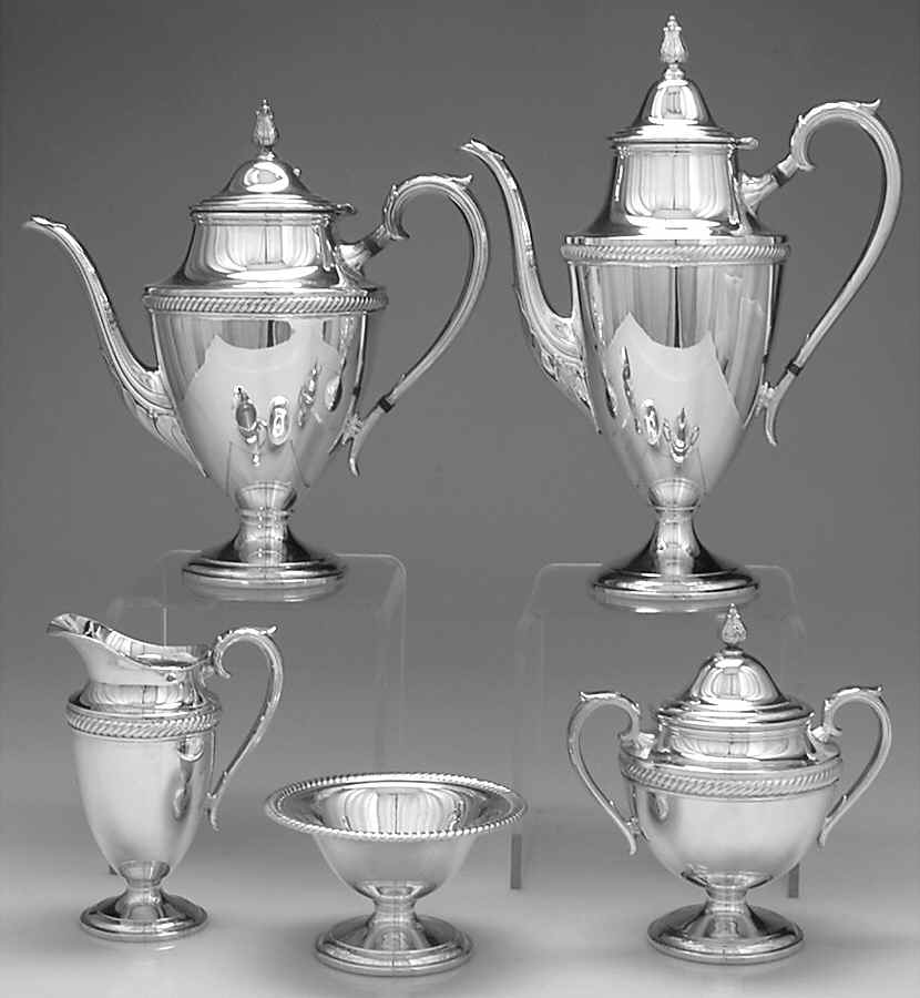 Castleton (Silverplate, Hollowware) 5-Piece Plated Tea Set (with Waste) by International Silver-1