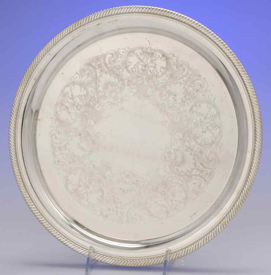 Castleton (Silverplate, Hollowware) Medium Chased Round Tray by International Silver-1