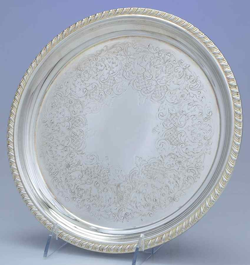 Castleton (Silverplate, Hollowware) Small Chased Round Tray by International Silver-1