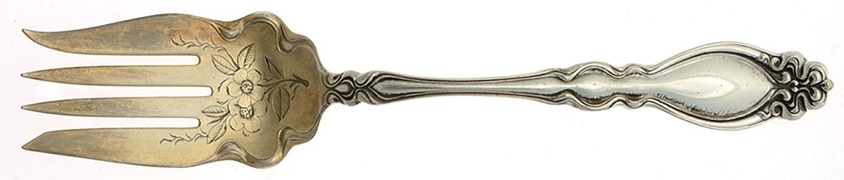 Chatsworth-Chalon (Silverplate, 1906) Medium Solid Cold Meat Serving Fork by International Silver-1