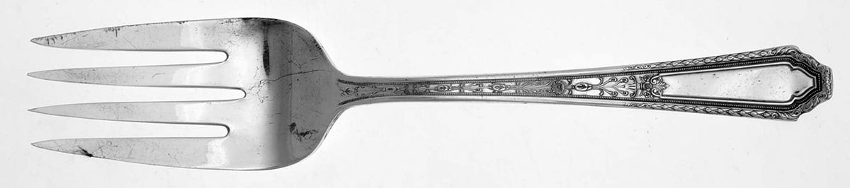 Chalfonte (Silverplate, 1926) Medium Solid Cold Meat Serving Fork by International Silver-1