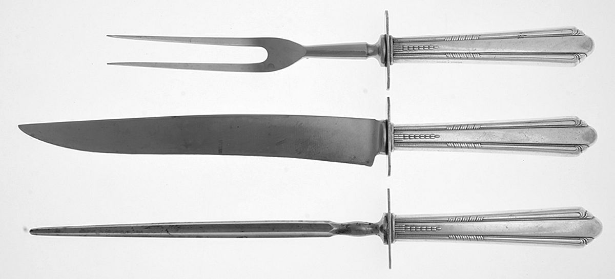 Charm (Silverplate, 1929) Large 3-Piece Roast Carving Set w/ Stainless Blade by International Silver-1