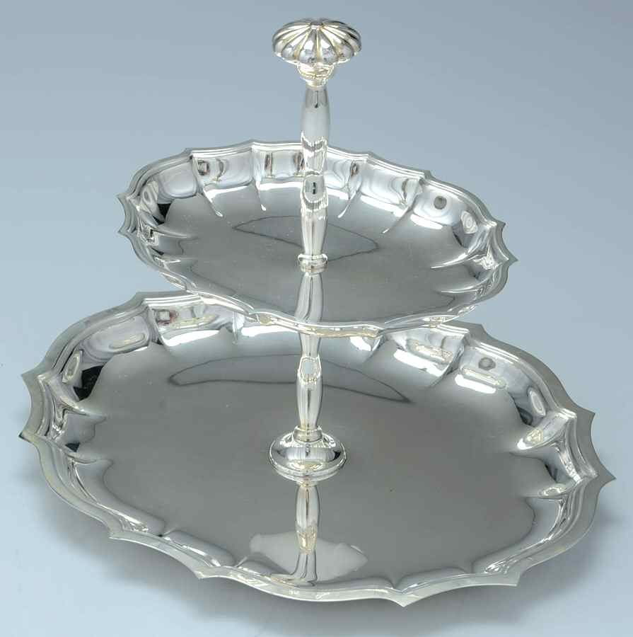 Chippendale (Silverplate, Hollowware, Four Toe) 2 Tier Serving Tray by International Silver-1