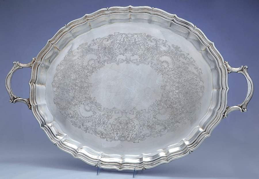 Chippendale (Silverplate, Hollowware, Four Toe) Large Silverplate Waiter Tray by International Silver-1