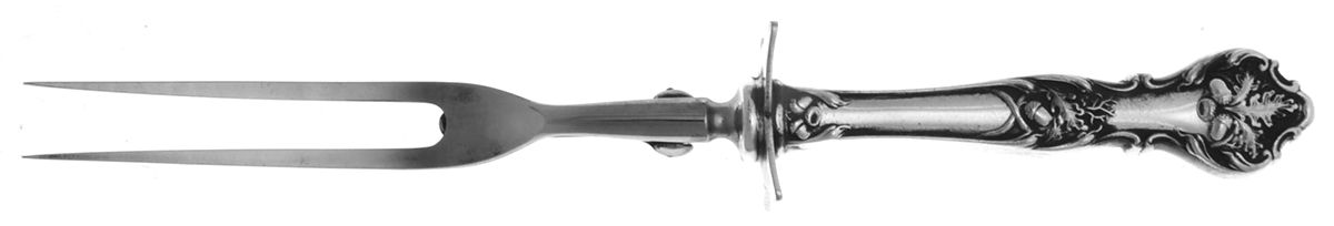 Charter Oak (Silverplate, 1906) Large Stainless-Prong Roast Carving Fork by International Silver-1