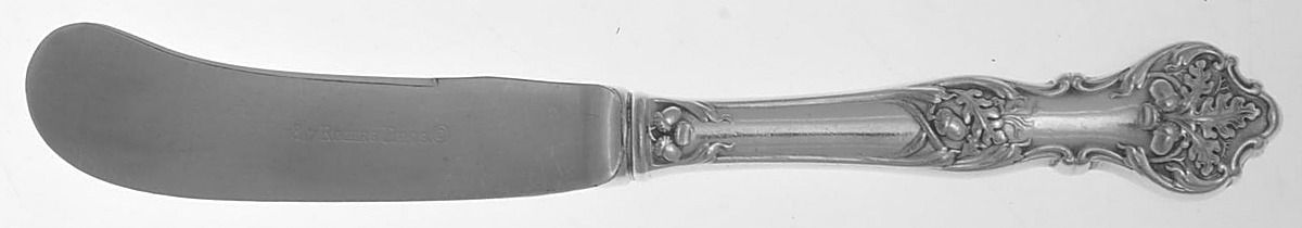 Charter Oak (Silverplate, 1906, Monograms) Hollow Handle Paddle Butter Spreader (Slvpt) by International Silver-1