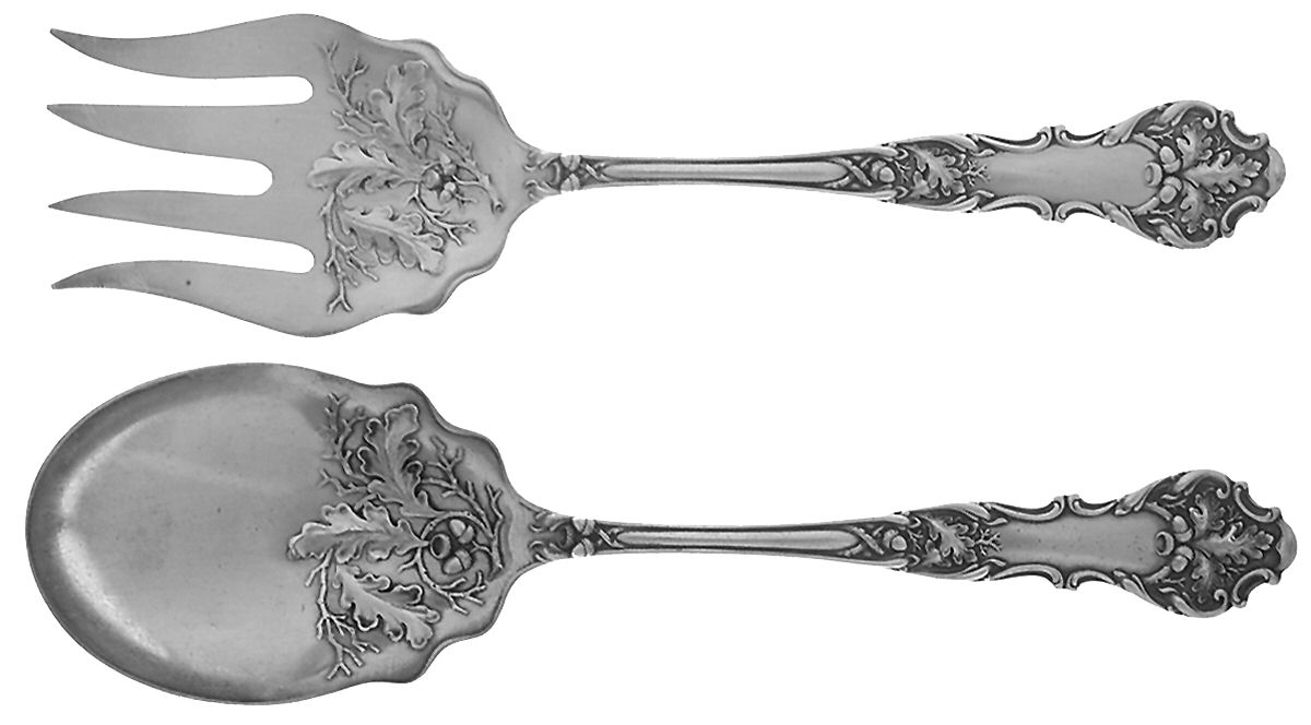 Charter Oak (Silverplate, 1906) (2 Pc) Solid Salad Set by International Silver-1