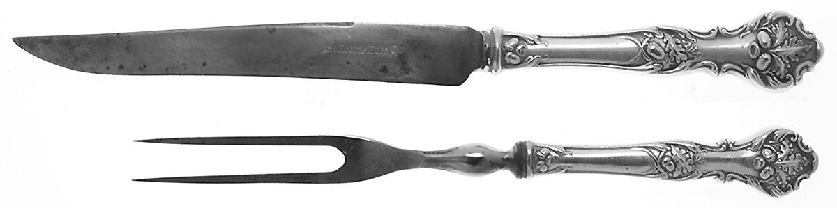 Charter Oak (Silverplate, 1906) Small Stainless Blade 2-Piece Steak Carving Set by International Silver-1