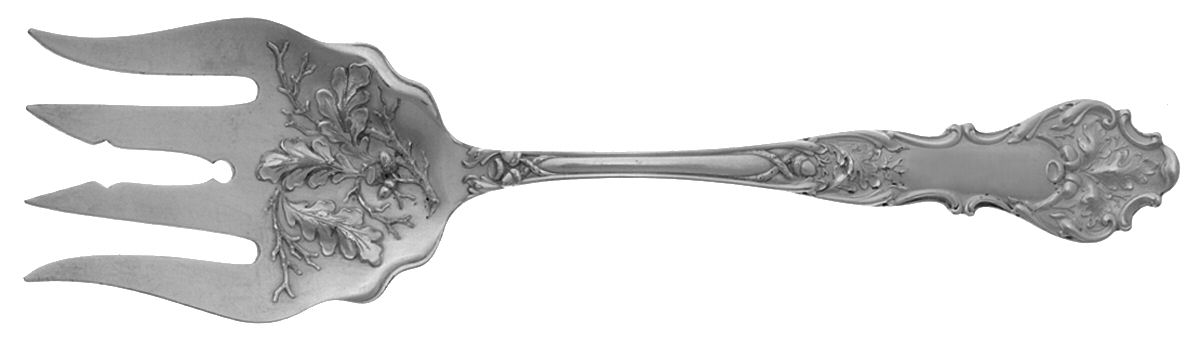 Charter Oak (Silverplate, 1906) Large Solid Fish Serving Fork by International Silver-1
