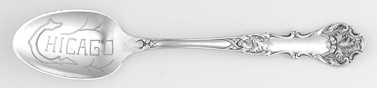 Charter Oak (Silverplate, 1906) Souvenir Spoon (Five O'Clock) by International Silver-1