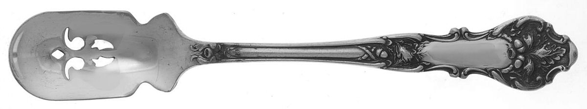 Charter Oak (Silverplate, 1906) Short Handled Olive Spoon with Pierced Bowl by International Silver-1