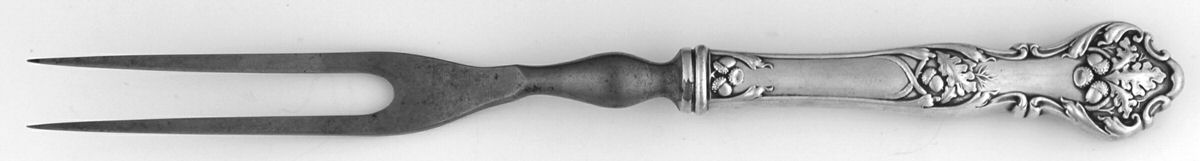 Charter Oak (Silverplate, 1906) Small Steak Carving Fork with Stainless Prongs by International Silver-1