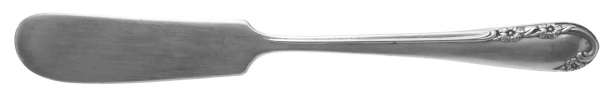 Chased Rose (Silverplate, 1955) Flat Handle Butter Spreader by International Silver-1