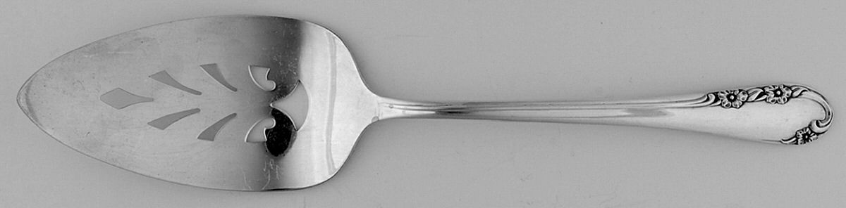 Chased Rose (Silverplate, 1955) Solid Pierced Pie Server by International Silver-1