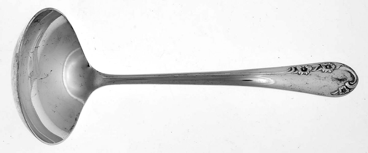 Chased Rose (Silverplate, 1955) Solid Gravy Ladle by International Silver-1