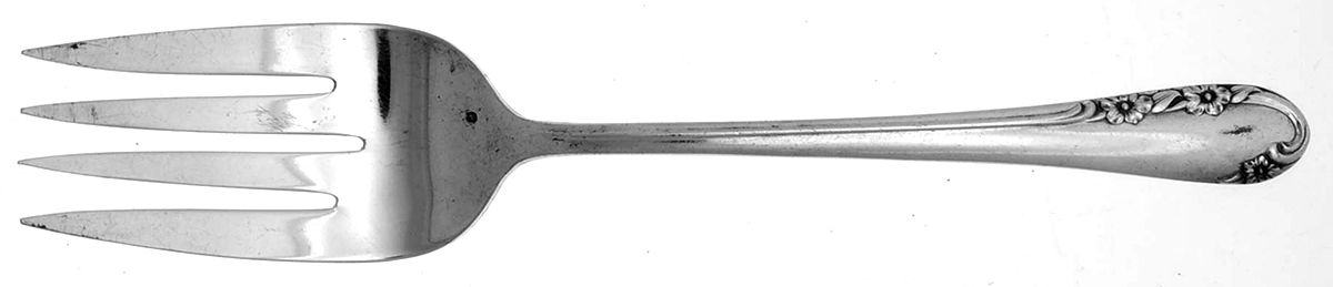 Chased Rose (Silverplate, 1955) Medium Solid Cold Meat Serving Fork by International Silver-1