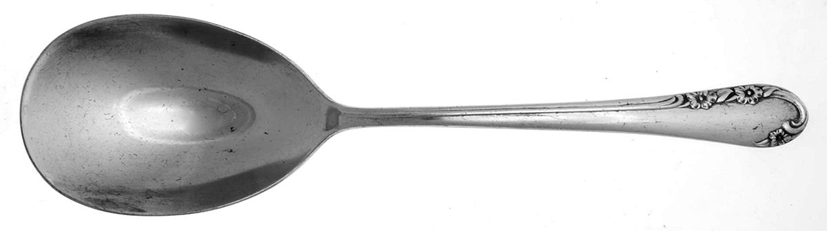 Chased Rose (Silverplate, 1955) Solid Smooth Casserole Spoon by International Silver-1