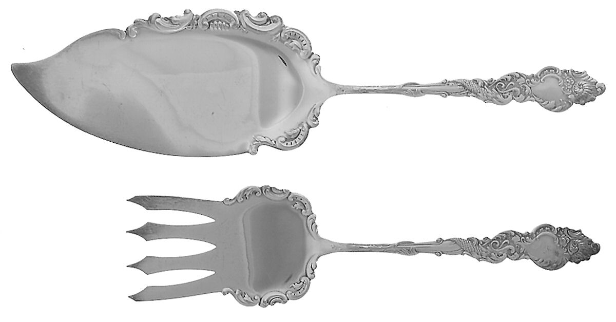 Columbia (Silverplate, 1893) 2 Piece Large Solid Fish Serving Set by International Silver-1