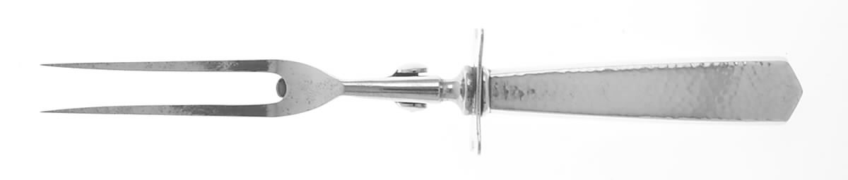 Colonial-Hammered (Sterling, 1923) Small Steak Carving Fork with Stainless Prongs by International Silver-1