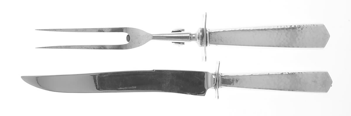 Colonial-Hammered (Sterling, 1923) Small Stainless Blade 2-Piece Steak Carving Set by International Silver-1