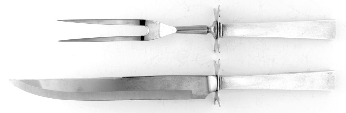 Continental (Sterling, 1934, No Monograms) Large 2-Piece Roast Carving Set w/ Stainless Blade by International Silver-1