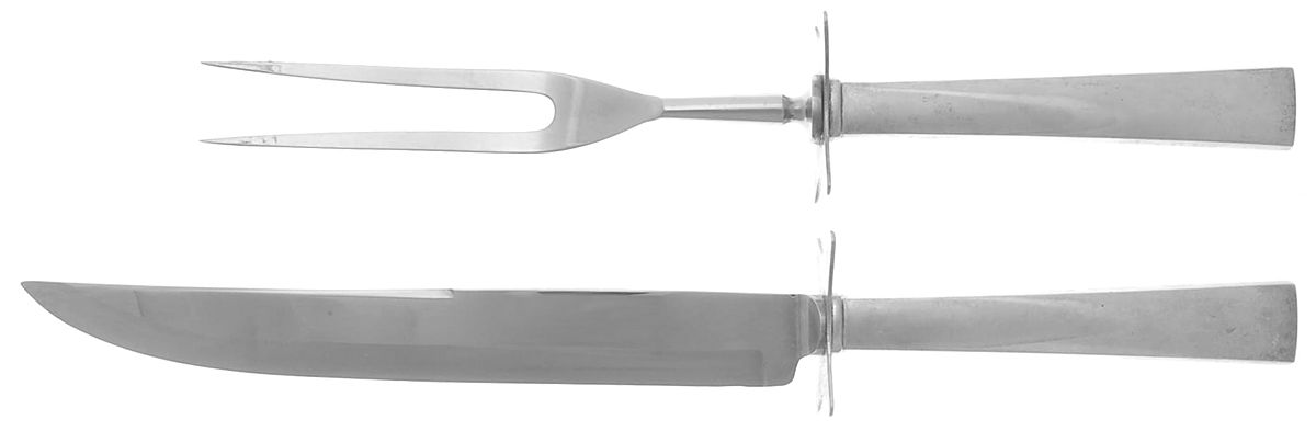 Continental (Sterling, 1934, No Monograms) Large 2-Piece Roast Carving Set w/Stainless Blade by International Silver-1