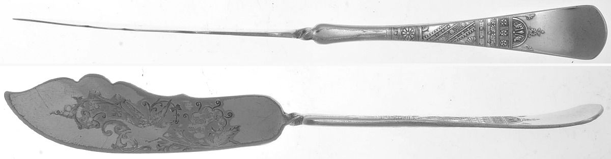 Coronet (Silverplate, 1882) Flat Twisted Handle Master Butter Knife Bright Cut by International Silver-1