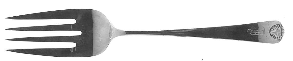 Colonial Shell (Sterling, 1941) Large Solid Cold Meat Serving Fork by International Silver-1
