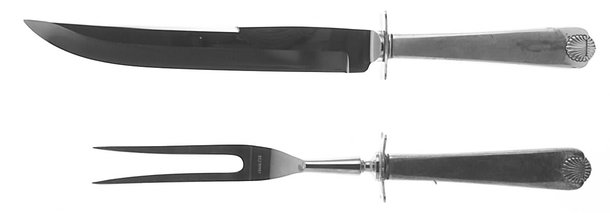 Colonial Shell (Sterling, 1941) 2 Piece Small Carving Set W/ Sterling Guard by International Silver-1