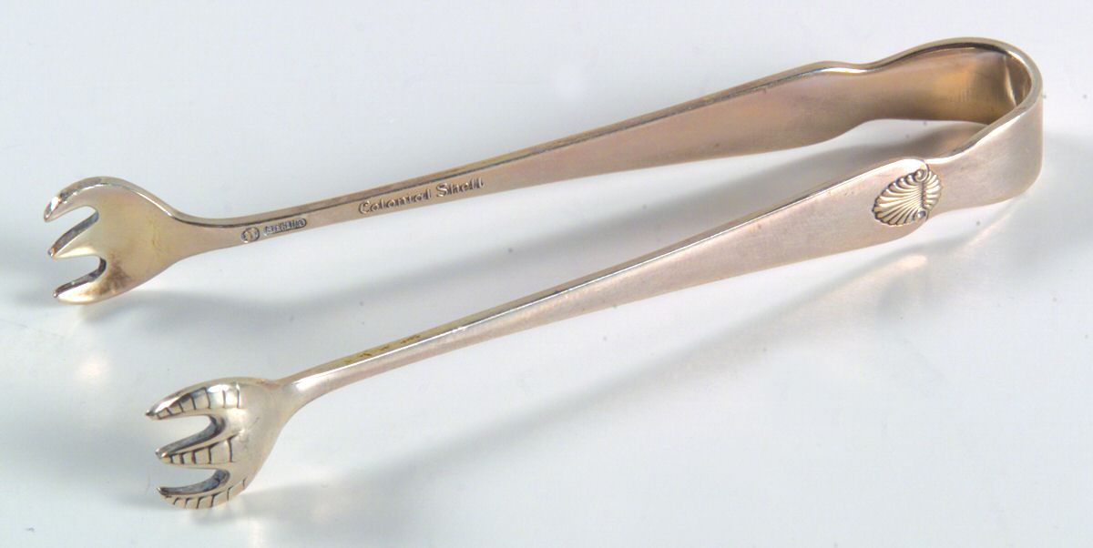 Colonial Shell (Sterling, 1941) Sugar Tongs by International Silver-1