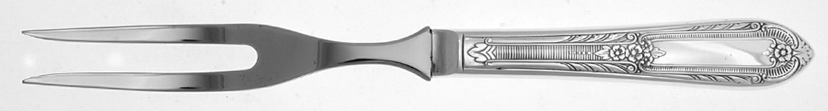 Cotillion (Silverplate, 1937) Small Steak Carving Fork with Stainless Prongs by International Silver-1