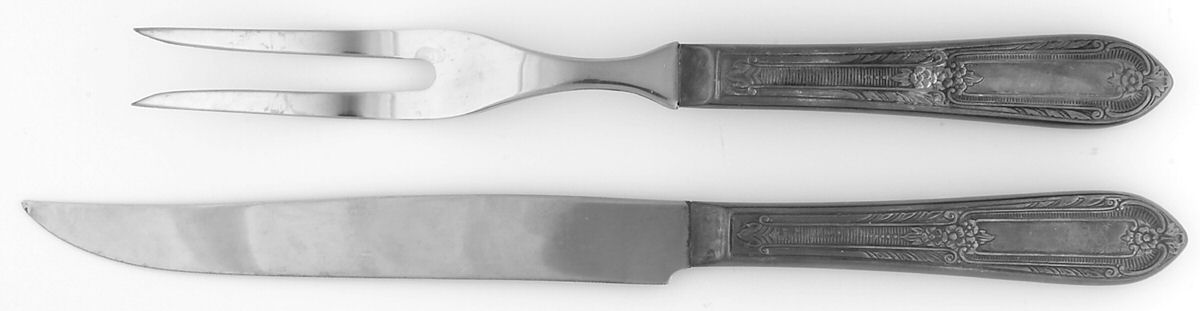 Cotillion (Silverplate, 1937) Small Stainless Blade 2-Piece Steak Carving Set by International Silver-1