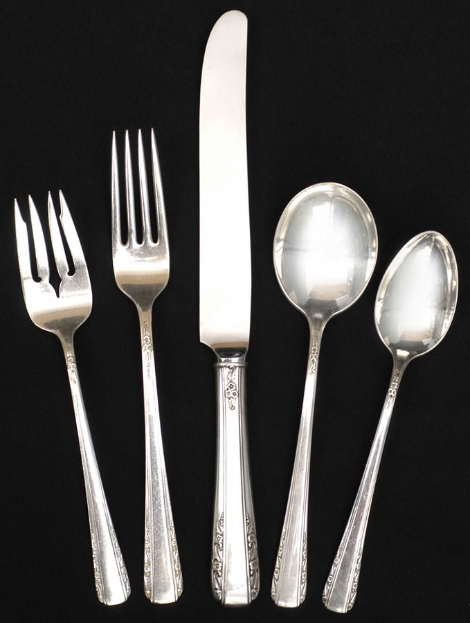 Courtship (Sterling, 1936, No Monograms) 40 Piece Estate Set by International Silver-1