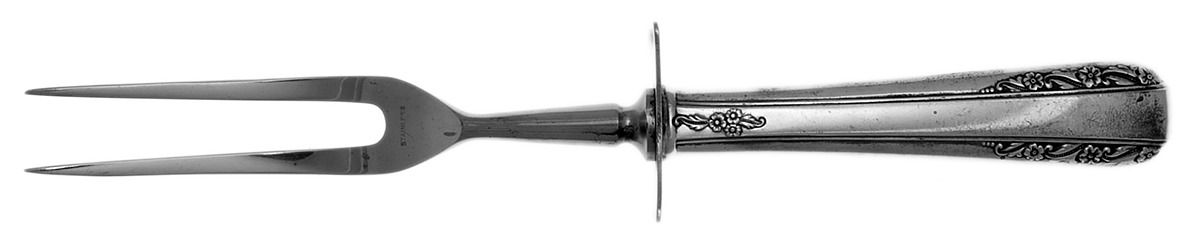 Courtship (Sterling, 1936, No Monograms) Large Stainless-Prong Roast Carving Fork by International Silver-1