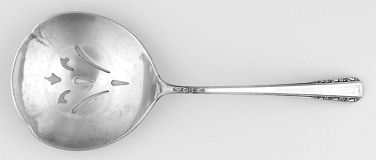 Courtship (Sterling, 1936, No Monograms) Solid Bon Bon Spoon with Pierced Bowl by International Silver-1
