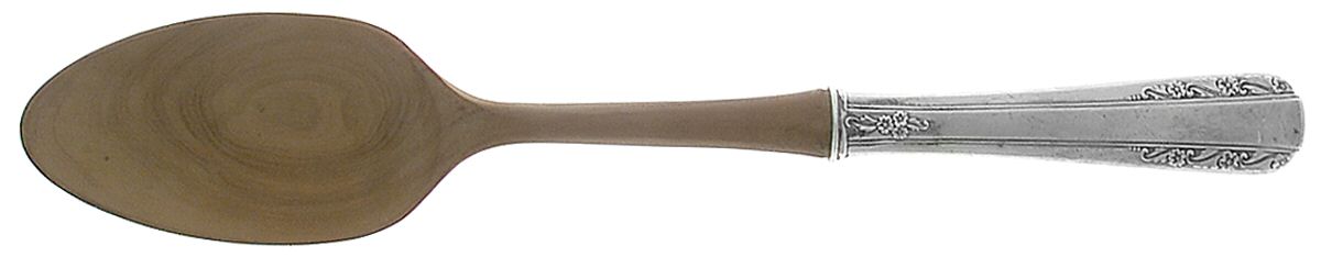 Courtship (Sterling, 1936, No Monograms) Salad Serving Spoon with Wooden Bowl by International Silver-1