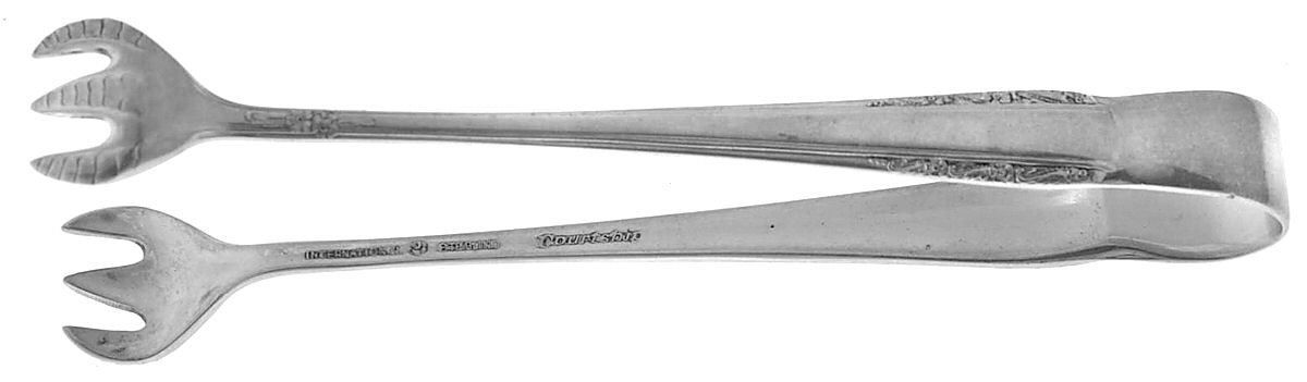 Courtship (Sterling, 1936, No Monograms) Small Sugar Tongs by International Silver-1